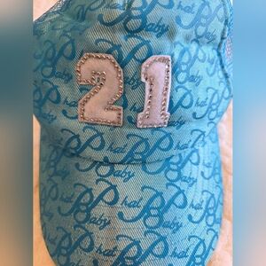 Baby Phat “21” Blue Mesh Trucker Hat — Y2K Bling, Logo All Over, Adjustable